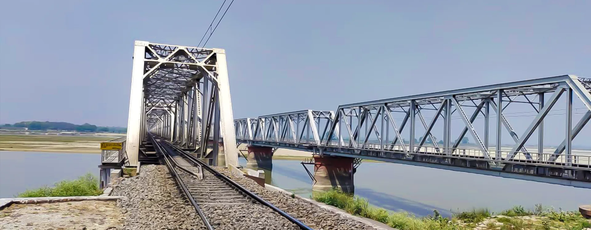 Railway bridge over a wide river